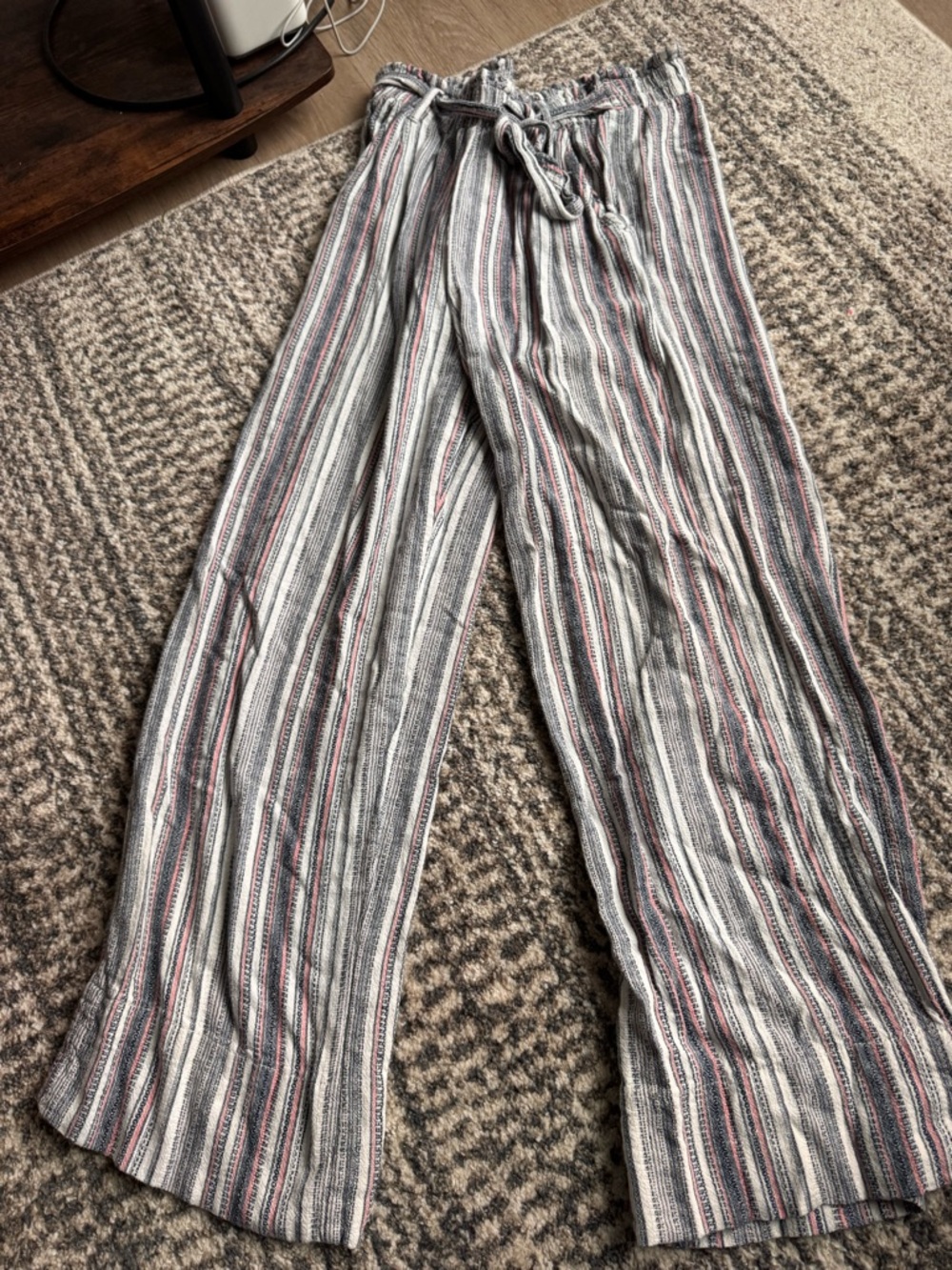 Knox Rose Wide Leg Striped Pants in White, Black & Pink
